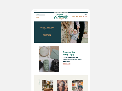 Family Trade Secret Homepage Design branding ecommerce homepage logo squarespace squarespace design website