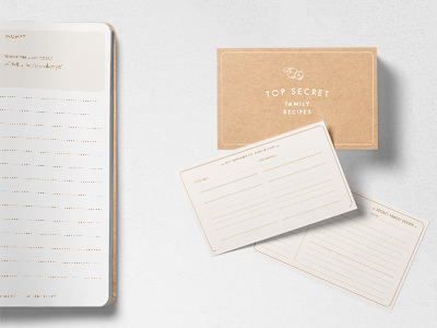 Family Trade Secret Recipe Cards & Workbook branding cards collateral desing identity print design typography