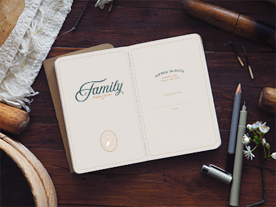 Family Trade Secret Workbook identity logo branding mark illustration typography identity design print