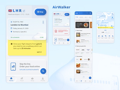 Airwalker airport app food navigation neumorphic neumorphism ui ux