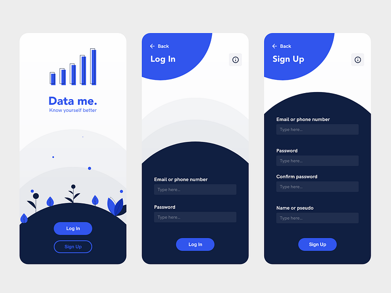 Data me login screen by Simon Renault on Dribbble