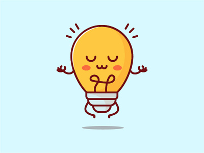 Yoga Bulb animation blub bulb cartoon character cute flat flatdesign geek icon illustration lamp simple smart vector art yoga