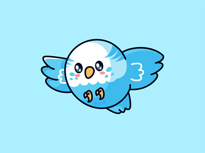 Blue Budgie Cute animal bird blue blue bird branding budgie character cute illustration jaysx kawaii logo mascot parrot
