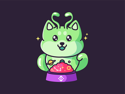 Alien Shiiba Cute adorable animal bitcoin cartoon character coin cute dog dog logo dogcoin food funny illustration kawaii logo mascot playful shiba shiba inu space