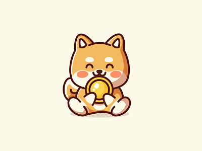 Golden Doge adorable branding cartoon character coin concept crypto currency cute dog doge dogecoin finance golden internet kawaii logo money puppy shiba