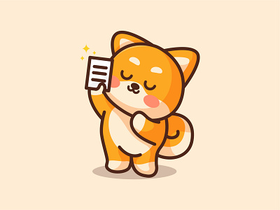 Shiba with reports adorable animal branding character coin cute digital doge dogecoin illustration jaysx1 kawaii logo mascot report shiba shibainu tax wallet
