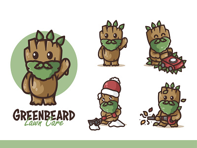 Green Beard baby groot beard beard groot branding character cute groot guardians of the galaxy illustration jaysx kawaii logo marvel mascot monster old groot tree