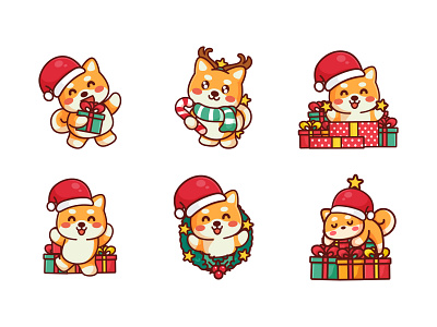 Cute Shiba Christmas adorable app design branding cartoon character christmas crypto cute doge dogecoin floki funny illustration jaysx kawaii mascot nft nfts shiba xmas