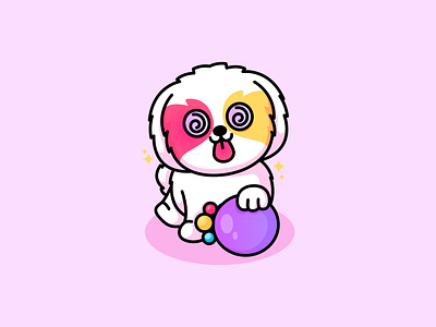 Drunk Dog animal ballon branding character cute design dog drunk funny illustration kawaii logo mascot pet tipsy