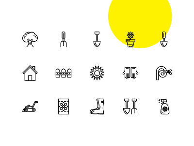 Farm Garden Line creative farm garden gardening gardens icon a day icon app icon artwork leaflet line line icon sun symbol