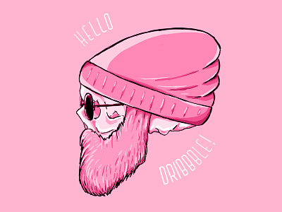 Skull hipster illustration pink skull