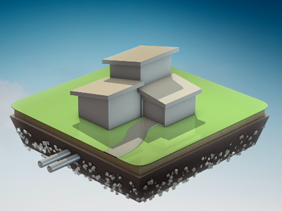 Floating House 3d c4d isometric