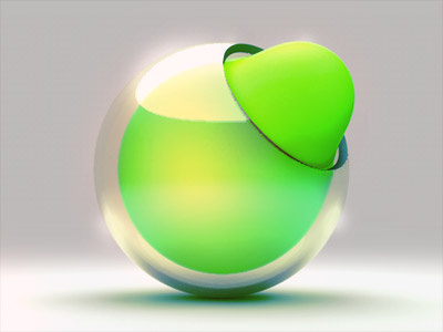 Green on the inside 3d glass icon shiny