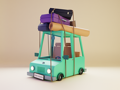 Vacation Time 3d blender car illustration stylized suitcases vacation vehicle