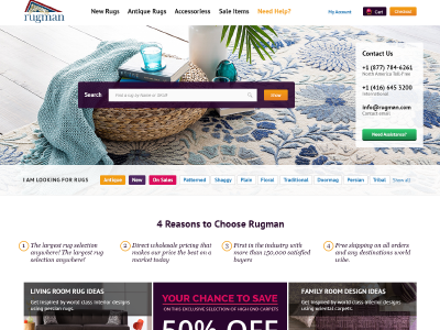 Re-design for rugman carpets clean e commerce flat modern responsive retail rugs ux web webdesign
