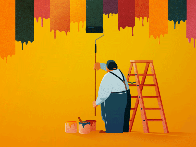 Painter 2d animated animation character color design flat gif illustration motion graphics