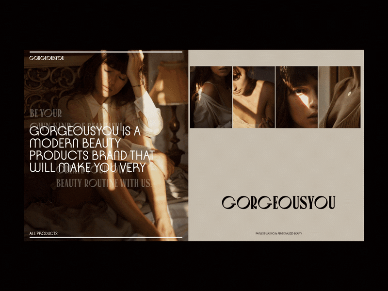 GorgeousYou - Hover Animation and Loading animation beauty design ecommerce fashion fashion ui grid homepage hover animation hover effect interaction interface promo ui ui design webdesign woman