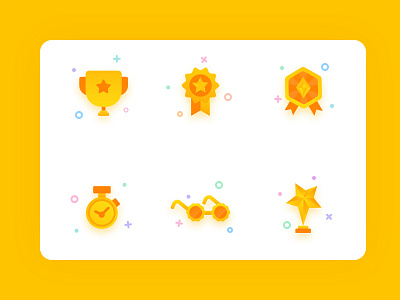 Trophies achievement app badge icon icons illustration rewards trophies trophy tropical leaves ui win