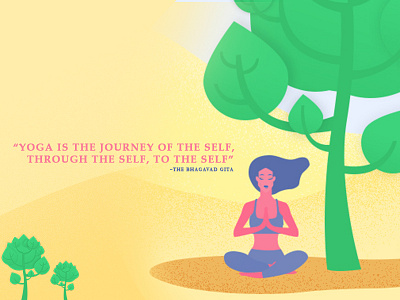 YOGA design dribbble forest girl green hathayoga illustration motivation tree yashish yellow yoga