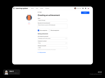 Admin to create achievements achievements achievements panel admin admin panel admin panel design business panel create create achievements create design design education niki e reward panel ui ux web design webdesign