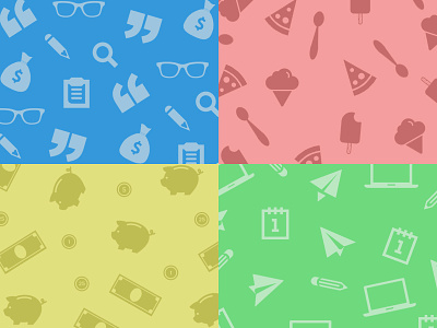 Patterns colors computers flat glasses ice cream icons mail money patterns