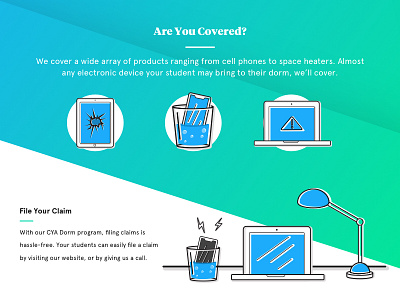 Splash Page Sectional blue gradient green how to icons illustration insurance