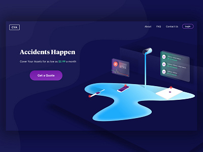 CYA Alternate Landing Page apple gradient illustration insurance isometric landing page scene splash