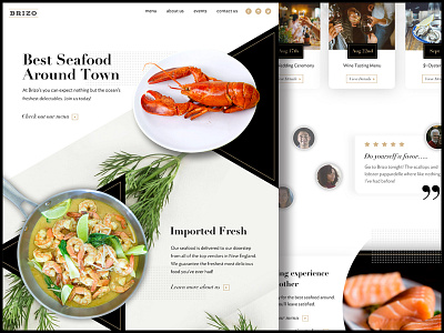 Restaurant Home Page headshots home page landing page photography restaurant seafood typography