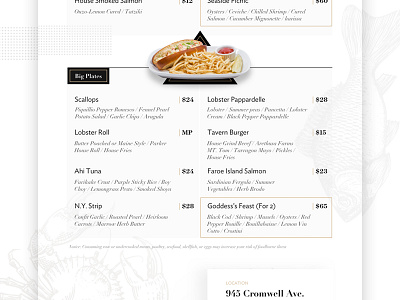 Restaurant Menu Page