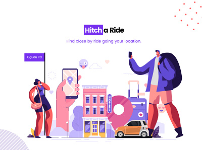 Hitch a Ride Illustration app design dribbler icon illustration logo team ui ux