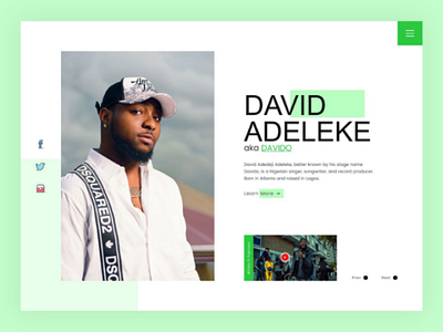 Davido Music Web UI designers dribble dribblers invision design music webpage musician ui ux web ui website