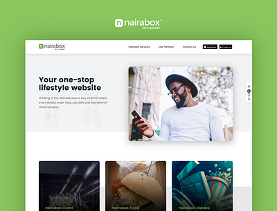 Nairabox Web UI design designers dribbler dribblers event food icon illustration landing page design logo movie uiux user experience user interface website