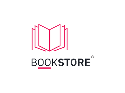 Book Store - Logo book branding grey identity logo minimal red simple store