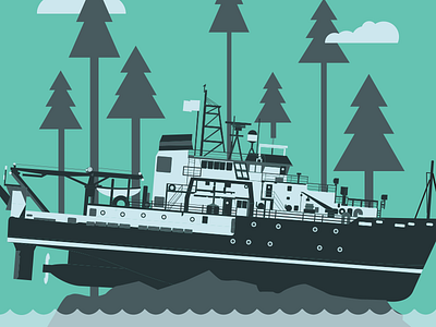 Ahoy Poster Process boats gig posters illustration nautical poster process sea ships vector wip