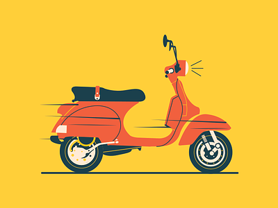 Scooter bikes color illustration scooter summer vespa yellow