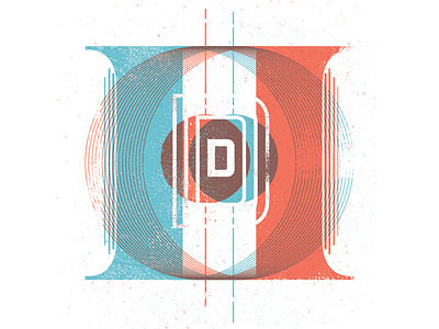 Dioptic D color distress drop cap handmade lettering type typography