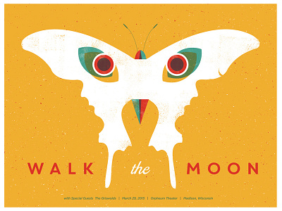Walk the Moon butterfly catharsis color faces gig poster illustration negative space overprint owl poster screen print walk the moon