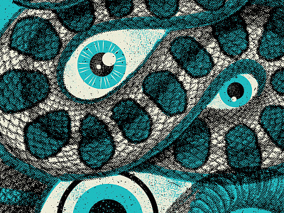 Snake Eyes blue catharsis eye eyeball gig poster halftone illustration poster screen printing snake texture
