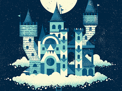 Onward! Castle City castle catharsis clouds geometric illustration playful poster texture vector