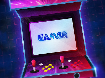 Gamer Cabinet 80s arcade arcade game computer games illustration illustrator photoshop retro video games