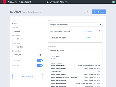 Master Control Panel (Edit User Example)