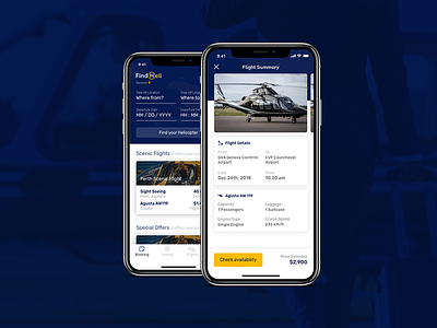 Check Availability - FindHeli availability book booking design flight helicopter ios iphone x offers passenger rent request schedule transport trip ui ux