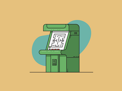 Arcade automatic flat illustration work