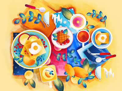 Breakfast breakfast design food illustration illustrator leaf photoshop shading tea vector yellow