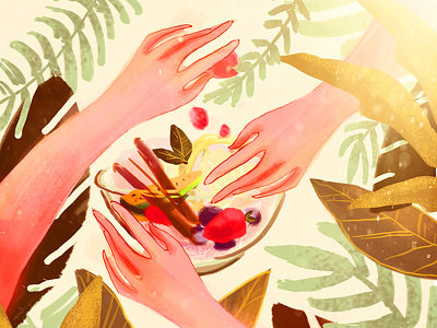 Harvest art character design fruit graphics hands harvest illustration image