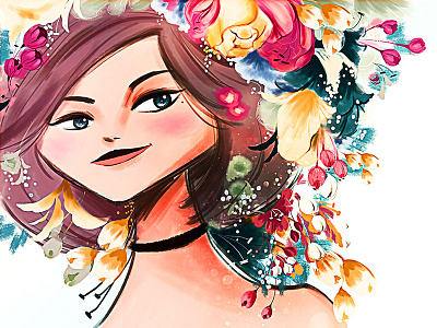 Flora character characterdesign crown design flower girl illustration image painting photoshop visual