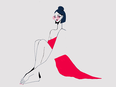Red Dress art character design drawing fashion illustration image outfit procreate