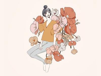 Fall Florals art design fall fashion floral girl graphicdesign halloween illustration photoshop sketch visual