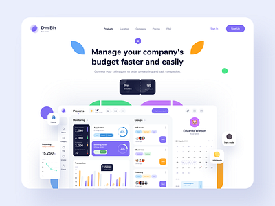 Landing page for Dashboard