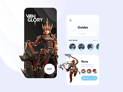 Vain Glory Concept clean concept design game game dev guides heroes login search sign in ui user inteface ux uxdesign